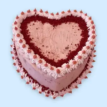 Pink and red heart cake